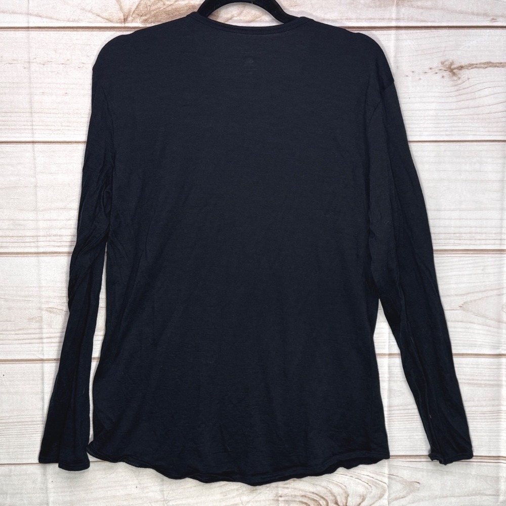 Seg'MentsWomens XL Black 100% Merino Wool Long Sleeve Crewneck Top Base Layer - Picture 2 of 5
